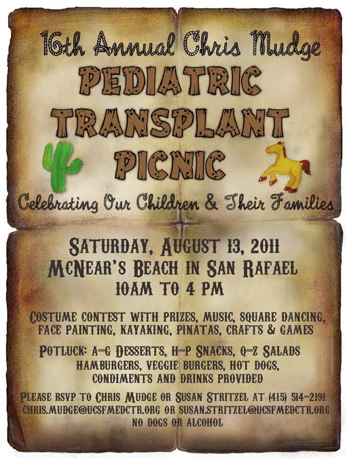 2011 Pediatric Transplant Picnic Flyer